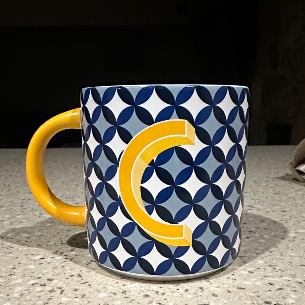 Blue and Yellow Patterned Mug